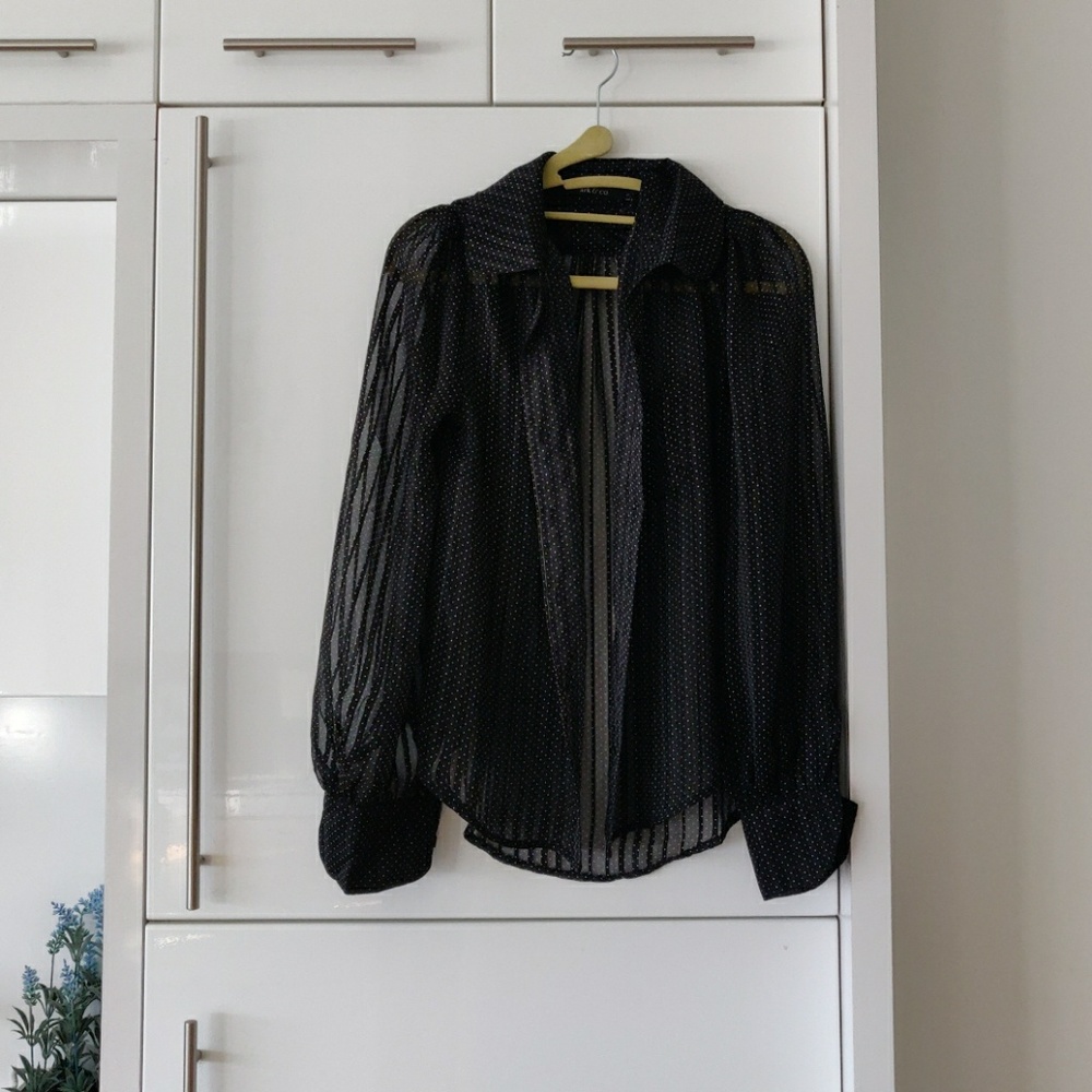 Sheer black poka dots blouse